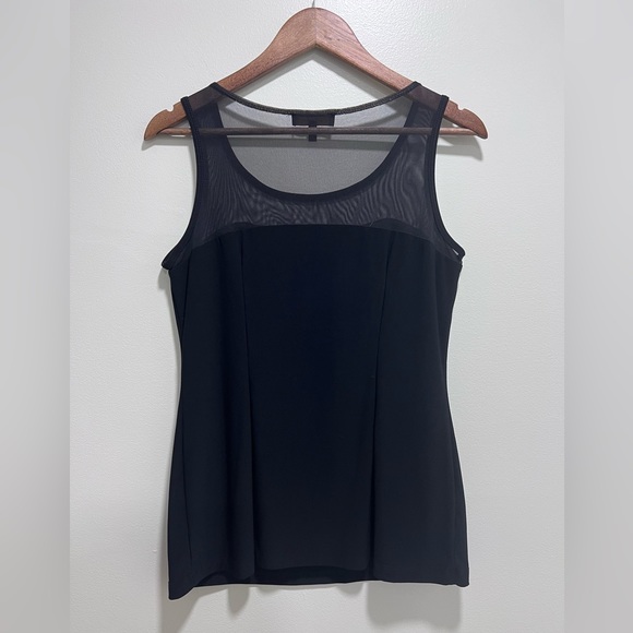 Picadilly Fashion Black Top with Mesh Sweetheart Neckline, Pleats in Back, Sm - Picture 4 of 8